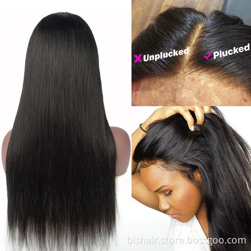 Super Good Quality Indian/Cambodia Virgin Hair Vendor Wholesale Human Hair Wigs Silk Straight 4x4 Lace Closure Wig For Women